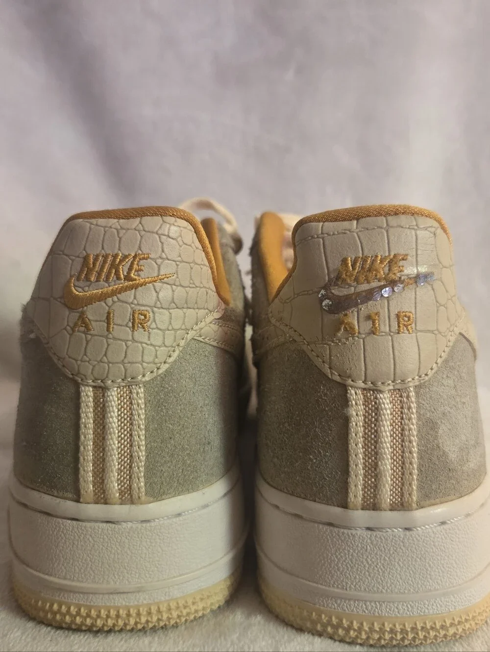 Nike Suede Low-Top Sneakers in Light Green and Cream Yellow